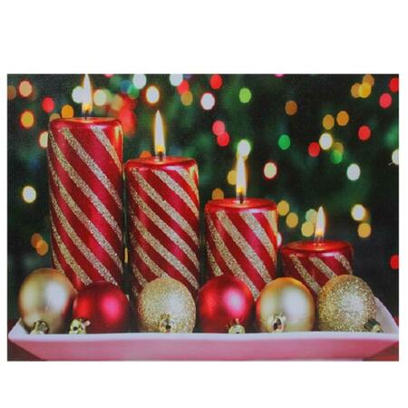 GO-GO LED Lighted Christmas Candles with Ornaments Canvas Wall Art - 11.75 x 15.75 in. GO72810